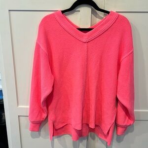 Aerie hot pink v neck oversized pullover. Very slinky comfy material. Size XS